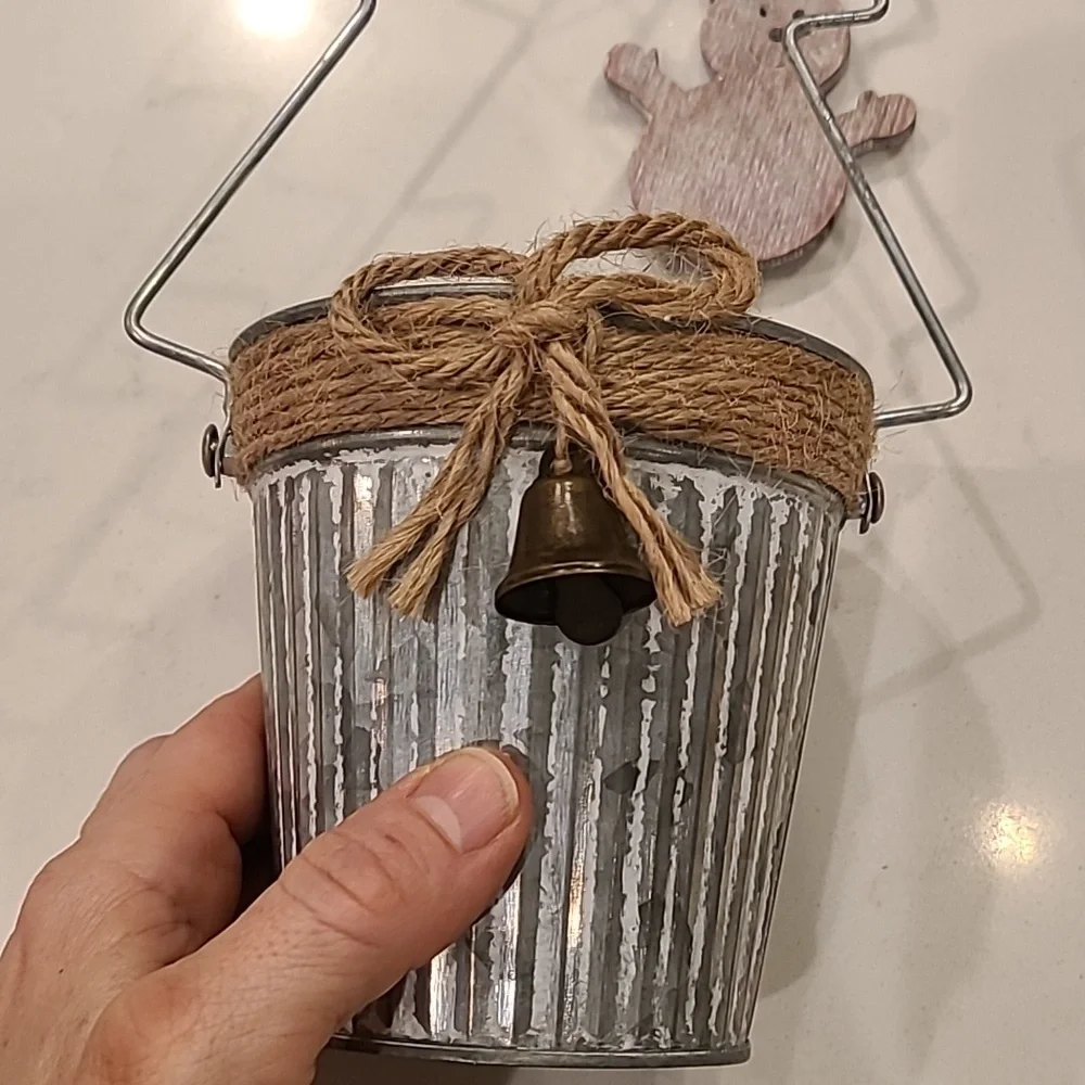 Holiday Snowman Tin Pot/Planter